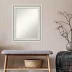 24" x 30" Non-Beveled Parlor White Bathroom Wall Mirror - Amanti Art: Modern Vanity, Includes Mounting Hardware