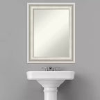 24" x 30" Non-Beveled Parlor White Bathroom Wall Mirror - Amanti Art: Modern Vanity, Includes Mounting Hardware