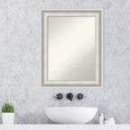 24" x 30" Non-Beveled Parlor White Bathroom Wall Mirror - Amanti Art: Modern Vanity, Includes Mounting Hardware