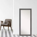 Miroir inclinable Rustique à lattes grises 30" x 66" par Amanti Art
