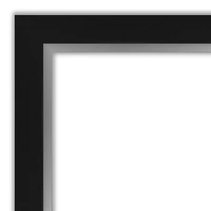 44" x 33" Non-Beveled Eva Black Silver Wall Mirror - Amanti Art