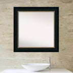 Miroir mural de salle de bain Paragon sans biseau 33" x 33" Bronze - Amanti Art : Coiffeuse carrée moderne, cadre en polystyrène, montage mural