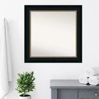 Miroir mural de salle de bain Paragon sans biseau 33" x 33" Bronze - Amanti Art : Coiffeuse carrée moderne, cadre en polystyrène, montage mural