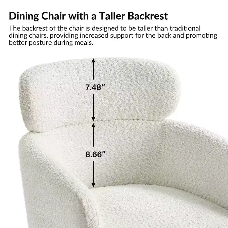 Curt Boucle Elevated Backrest Dining Chair with Metal Legs Set of 2 | Artful Living Design