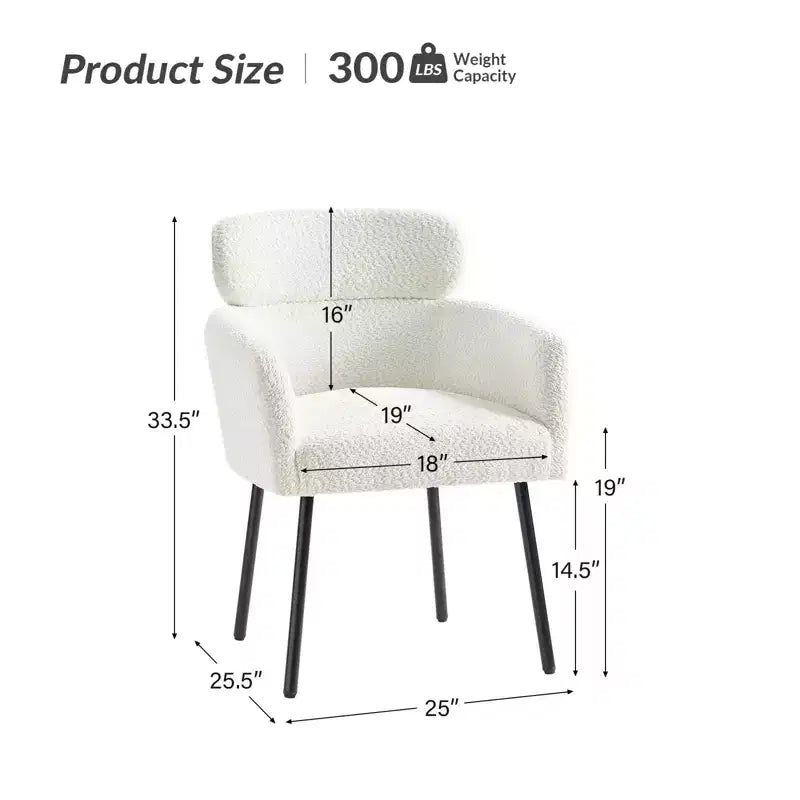 Curt Boucle Elevated Backrest Dining Chair with Metal Legs Set of 2 | Artful Living Design