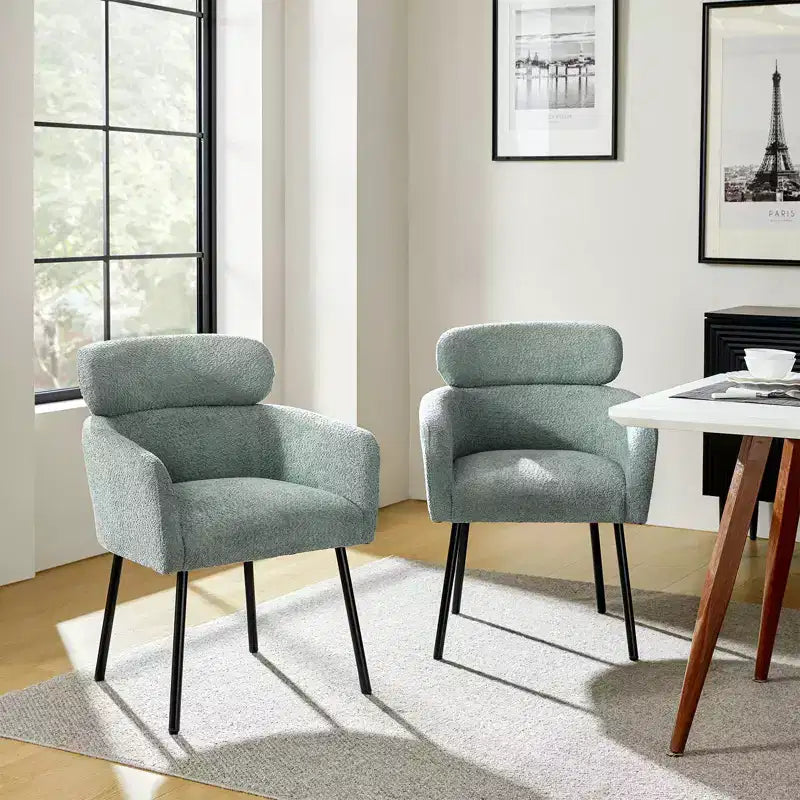 Curt Boucle Elevated Backrest Dining Chair with Metal Legs Set of 2 | Artful Living Design