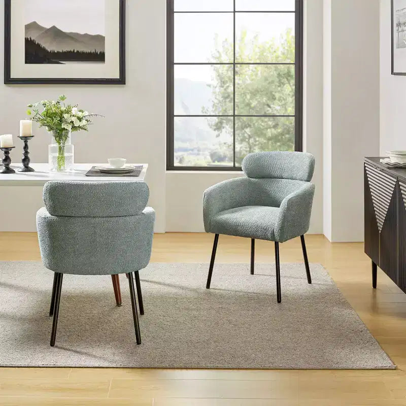 Curt Boucle Elevated Backrest Dining Chair with Metal Legs Set of 2 | Artful Living Design