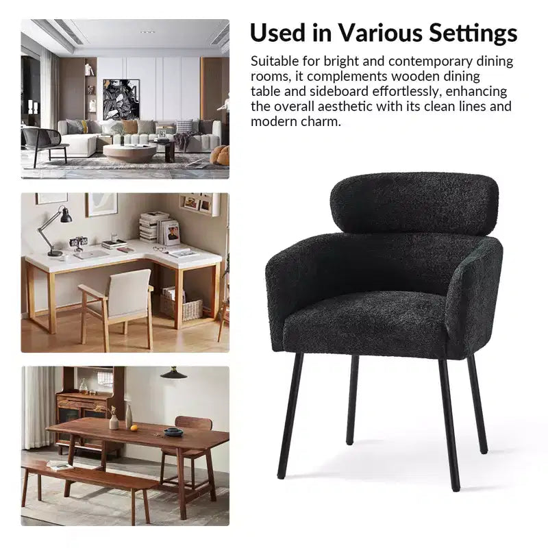 Curt Boucle Elevated Backrest Dining Chair with Metal Legs Set of 2 | Artful Living Design