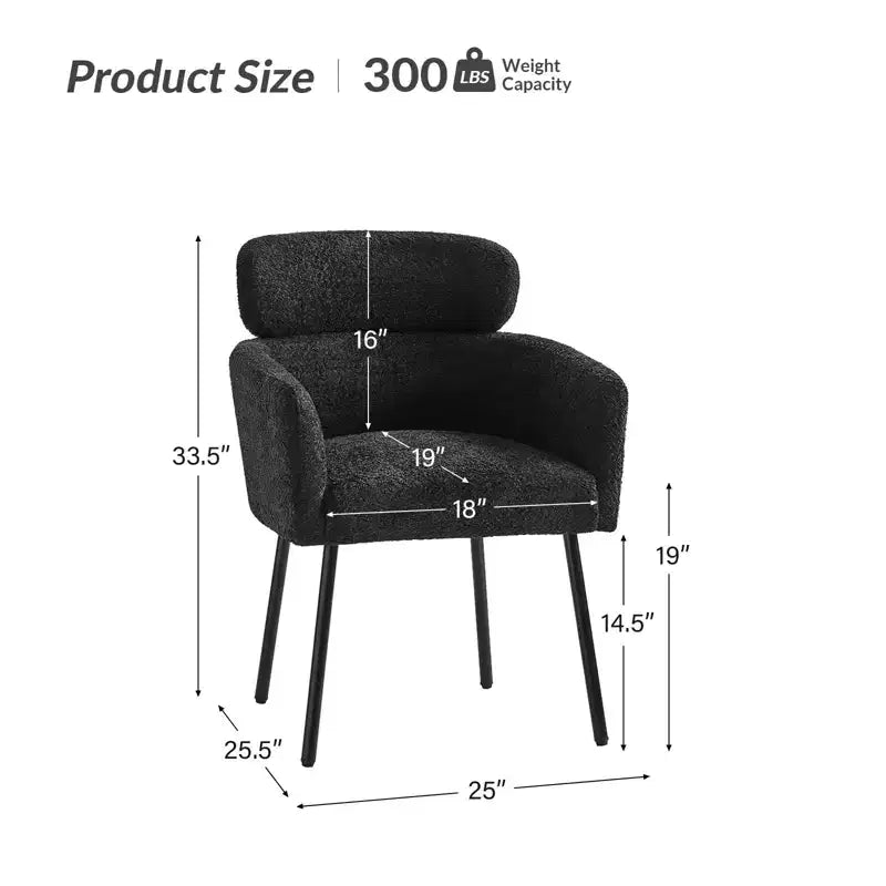 Curt Boucle Elevated Backrest Dining Chair with Metal Legs Set of 2 | Artful Living Design