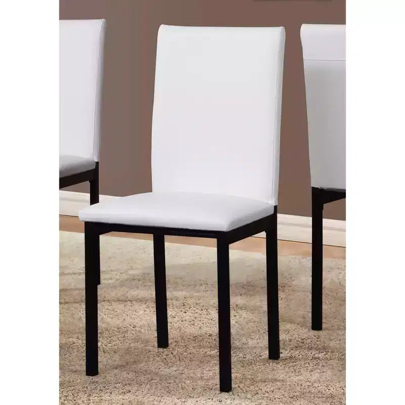 Roundhill Furniture Noyes Faux Leather Seat Metal Frame Dining Chairs , White, Set of 4