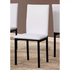 Roundhill Furniture Noyes Faux Leather Seat Metal Frame Dining Chairs , White, Set of 4