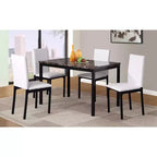 Roundhill Furniture Noyes Faux Leather Seat Metal Frame Dining Chairs , White, Set of 4