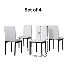 Roundhill Furniture Noyes Faux Leather Seat Metal Frame Dining Chairs , White, Set of 4