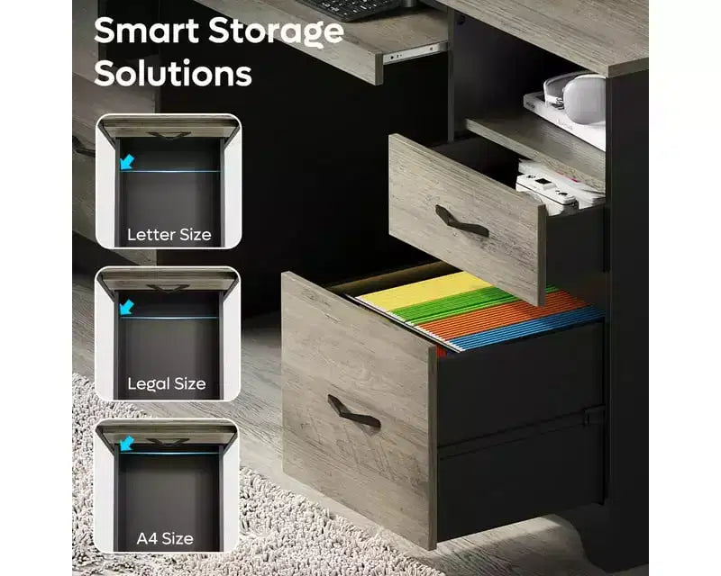 Bestier 59 Computer Desk with 4 Drawers, Office Executive Desk with File Drawer, Keyboard Tray for Home Office
