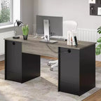 Bestier 59 Computer Desk with 4 Drawers, Office Executive Desk with File Drawer, Keyboard Tray for Home Office