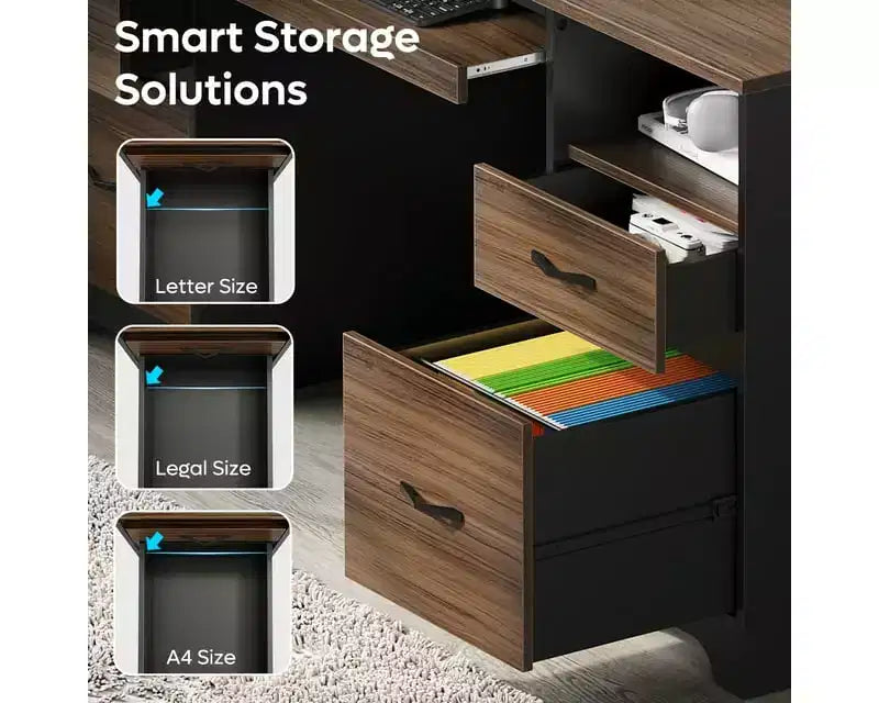 Bestier 59 Computer Desk with 4 Drawers, Office Executive Desk with File Drawer, Keyboard Tray for Home Office
