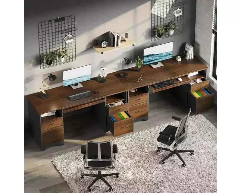 Bestier 59 Computer Desk with 4 Drawers, Office Executive Desk with File Drawer, Keyboard Tray for Home Office
