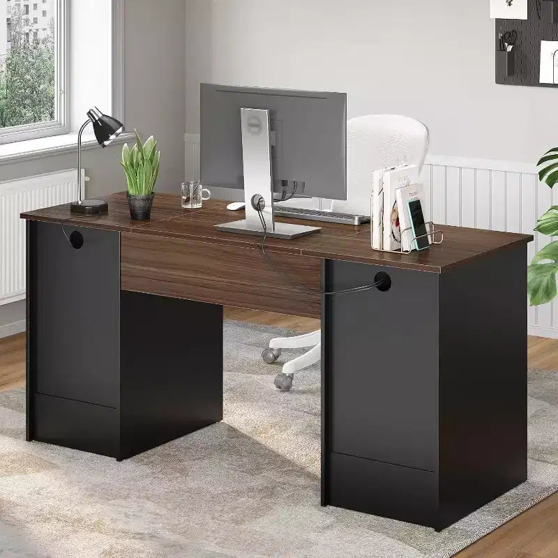 Bestier 59 Computer Desk with 4 Drawers, Office Executive Desk with File Drawer, Keyboard Tray for Home Office