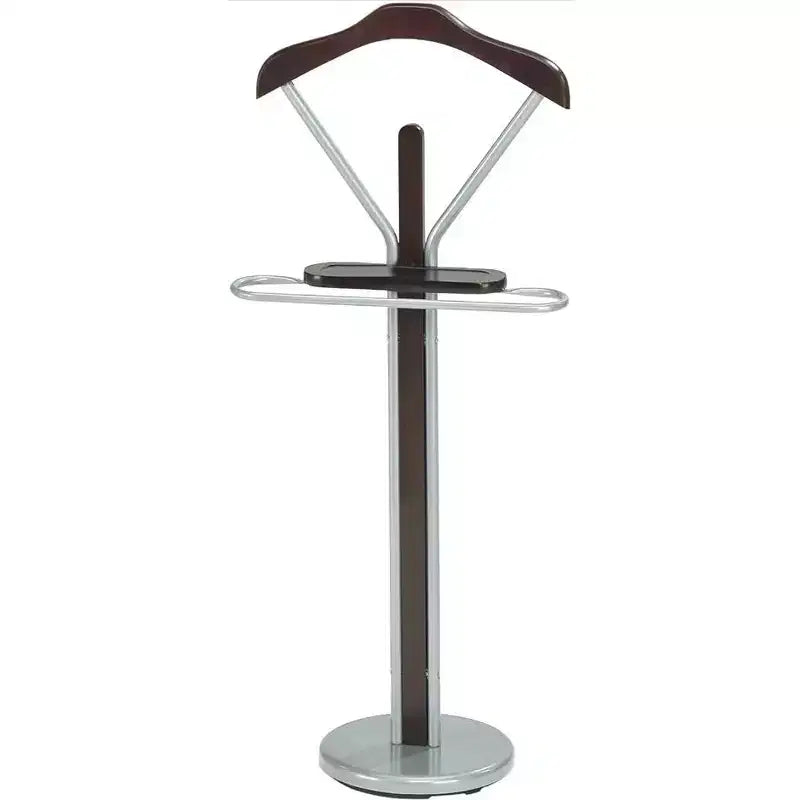Kings Brand Furniture - Valet de Nuit en Bois et Métal, Argent/Noyer