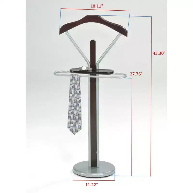 Kings Brand Furniture - Valet de Nuit en Bois et Métal, Argent/Noyer