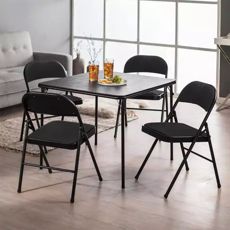 SUGIFT Black Padded Fabric Folding Chair Set of 4