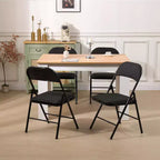 SUGIFT Black Padded Fabric Folding Chair Set of 4