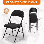 SUGIFT Black Padded Fabric Folding Chair Set of 4