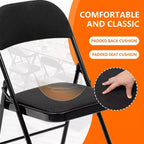 SUGIFT Black Padded Fabric Folding Chair Set of 4