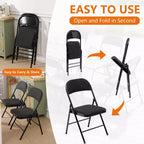SUGIFT Black Padded Fabric Folding Chair Set of 4