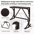 Whisen Farmhouse 3-Piece Counter Height Dining Table Set with USB Port and Upholstered Stools