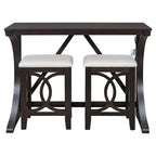 Whisen Farmhouse 3-Piece Counter Height Dining Table Set with USB Port and Upholstered Stools