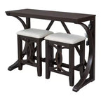 Whisen Farmhouse 3-Piece Counter Height Dining Table Set with USB Port and Upholstered Stools
