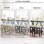 Whisen Farmhouse 3-Piece Counter Height Dining Table Set with USB Port and Upholstered Stools