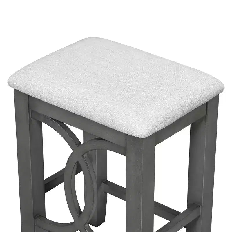Whisen Farmhouse 3-Piece Counter Height Dining Table Set with USB Port and Upholstered Stools