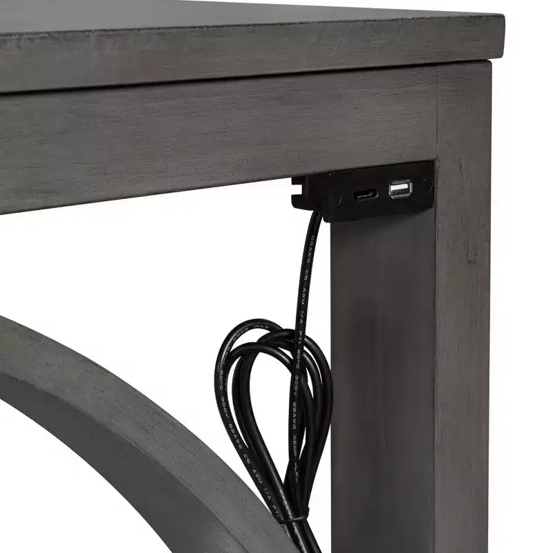 Whisen Farmhouse 3-Piece Counter Height Dining Table Set with USB Port and Upholstered Stools