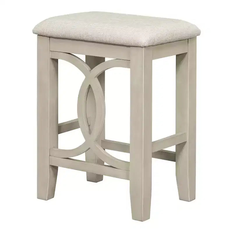 Whisen Farmhouse 3-Piece Counter Height Dining Table Set with USB Port and Upholstered Stools
