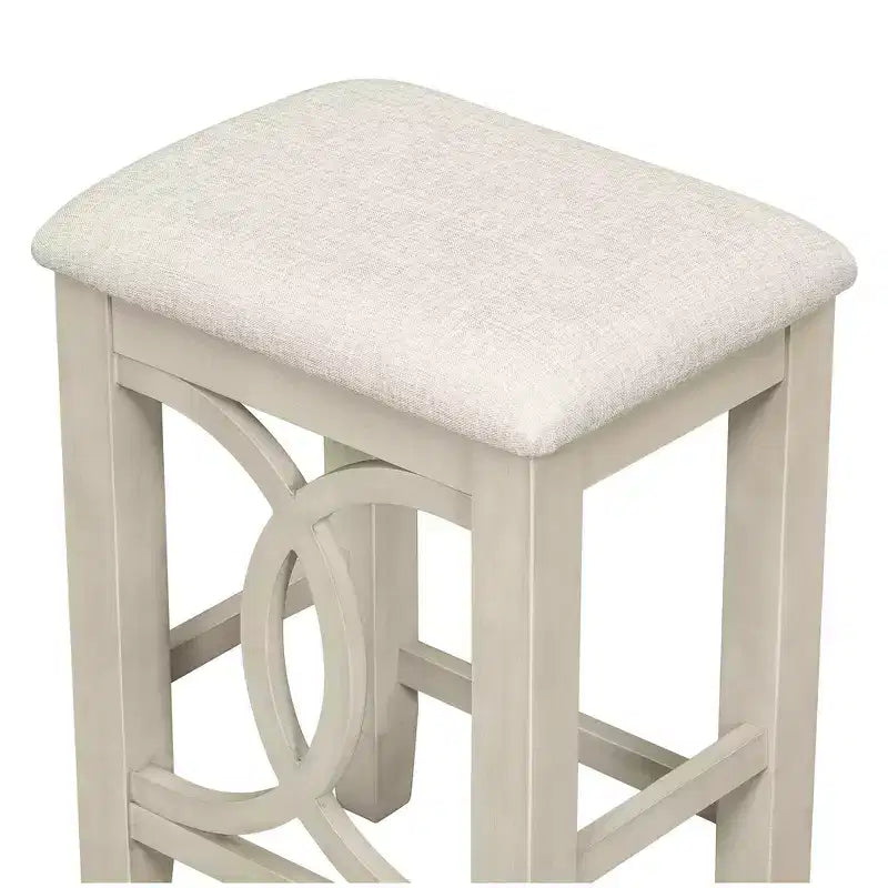 Whisen Farmhouse 3-Piece Counter Height Dining Table Set with USB Port and Upholstered Stools