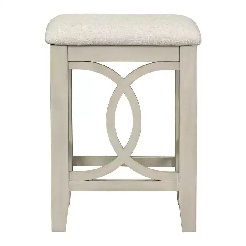 Whisen Farmhouse 3-Piece Counter Height Dining Table Set with USB Port and Upholstered Stools