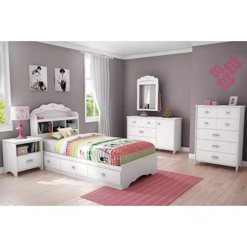 HomeStockTête de lit bibliothèque Tiara Style glamour blanc pur 111777