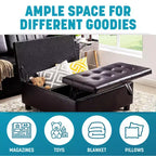 Home Imports Emporium 35 Air Leather Tufted Lift-Top Ottoman  Large Square Storage Coffee Table, Footrest Stool & Toy Organizer
