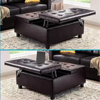 Home Imports Emporium 35 Air Leather Tufted Lift-Top Ottoman  Large Square Storage Coffee Table, Footrest Stool & Toy Organizer