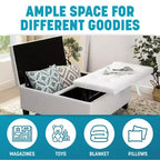 Home Imports Emporium 35 Air Leather Tufted Lift-Top Ottoman  Large Square Storage Coffee Table, Footrest Stool & Toy Organizer