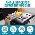 Home Imports Emporium 35 Air Leather Tufted Lift-Top Ottoman  Large Square Storage Coffee Table, Footrest Stool & Toy Organizer