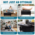 Home Imports Emporium 35 Air Leather Tufted Lift-Top Ottoman  Large Square Storage Coffee Table, Footrest Stool & Toy Organizer