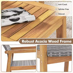 Costway 4 PCS Outdoor Furniture Set, Acacia Wood Frame Sofa Set with Rattan Seat