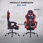 BestMassage Chaise de Gaming Fauteuil de Bureau avec Repose-Pieds et Soutien Lombaire