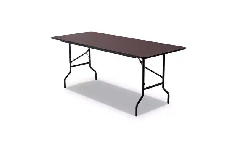 Iceberg OfficeWorks Classic Wood-Laminate Folding Table, Curved Legs, Rectangular, 72 x 30 x 29, Walnut