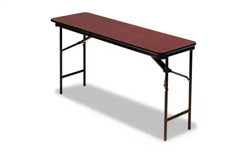 Iceberg OfficeWorks Commercial Wood-Laminate Folding Table, Rectangular, 72 x 18 x 29, Mahogany