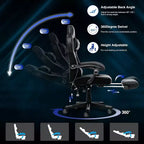 ELECWISH Gaming Chair with Footrest, Lumbar Support, Breathable Computer Chair with Pocket Spring Cushion, Chairs for Adults