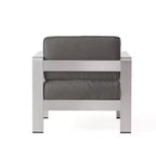 Christopher Knight Home Cape Coral Outdoor Aluminum 4 Piece Club Chair and Ottoman Set with Cushions, Khaki/Silver